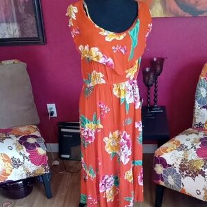 Old Navy Floral Orange Maxi Dress